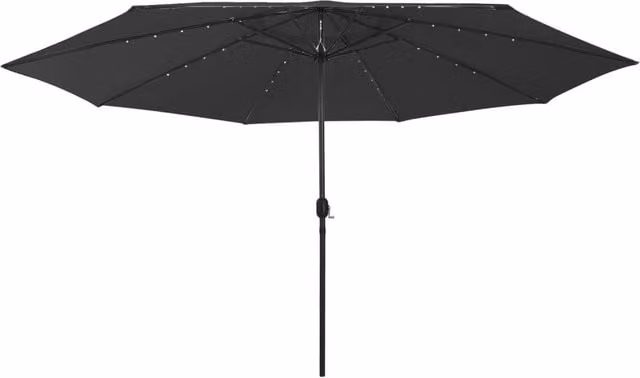 Berkfield Home Outdoor Parasol with LED Lights and Metal Pole, Black, 400 cm – 1