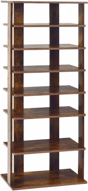 Costway 7-Tier Double Corner Shoe Rack and Vertical Display Shelf in Brown – 1