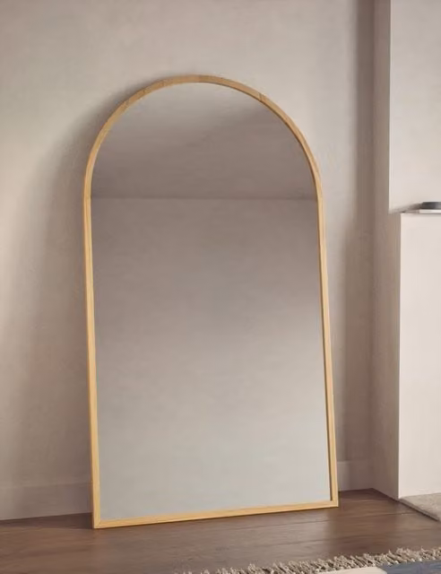 M&S Natural Brown Wooden Arch Freestanding Mirror