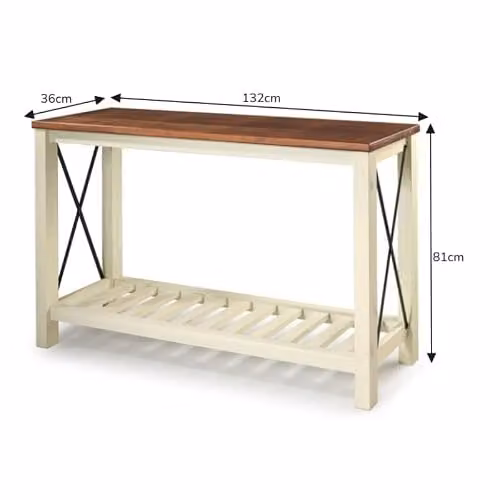 Mercers Furniture Cottage Pine Console Sideboard Table with Storage Shelf, White and Grey, W/D/H: 132 x 36 x 81 cm – 2