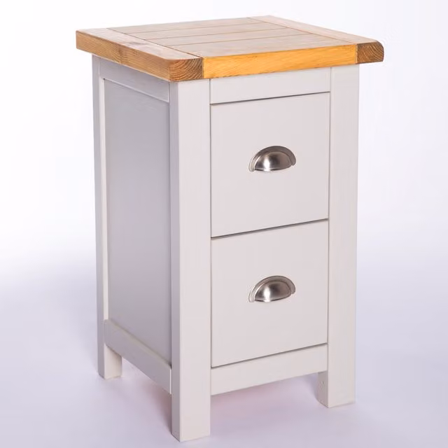 Cabinet Bits Argenta 2 Drawer Petite Bedside Cabinet in Grey Waxed Pine