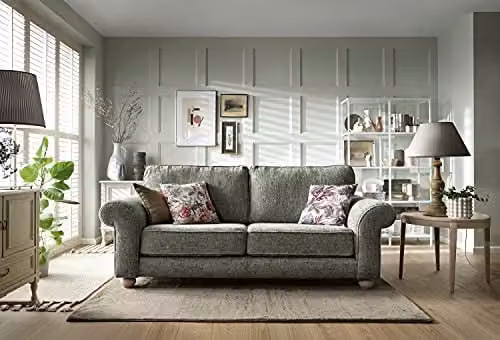 Abakus Direct Ingrid Three Seater Sofa in Rifle Green Braided Chenille Fabric, W: 215 cm, D: 90 cm, H: 60 cm – 1