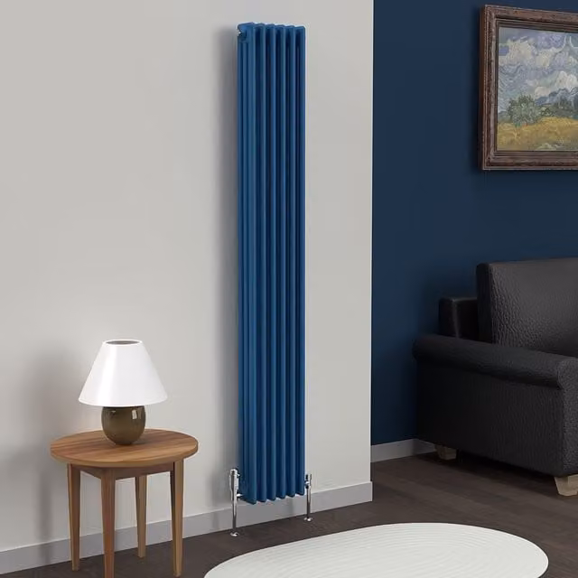 Lux Heat Vertical Coloured Column Radiator in Galaxy Blue, H 180 cm x W 29 cm