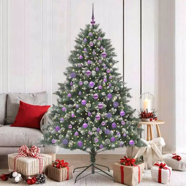 Berkfield Home Artificial Christmas Tree in Green with Stand, W/D/H: 126 x 126 x 180 cm