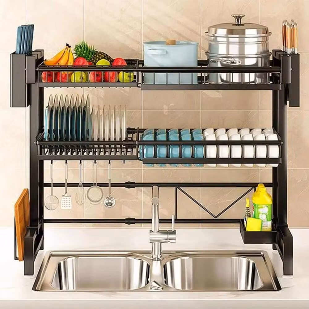 SPETLEK 2 Tier Expandable Over The Sink Dish Drying Rack in Black – 2