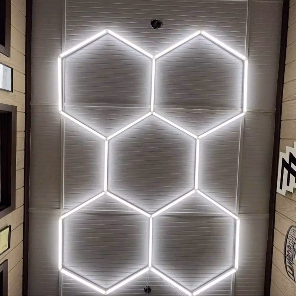 Ventryn 14 Hexagon LED Ceiling Lighting in White for Car Detailing and Garages – 5