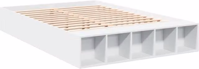Berkfield Home Modern Bed Frame in White, W/D/H: 150 x 200 x 30 cm