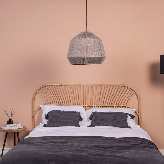 ValueLights Riad Grey Round Woven Rattan and Rope Ceiling Pendant Shade, Width: 45 cm – 1