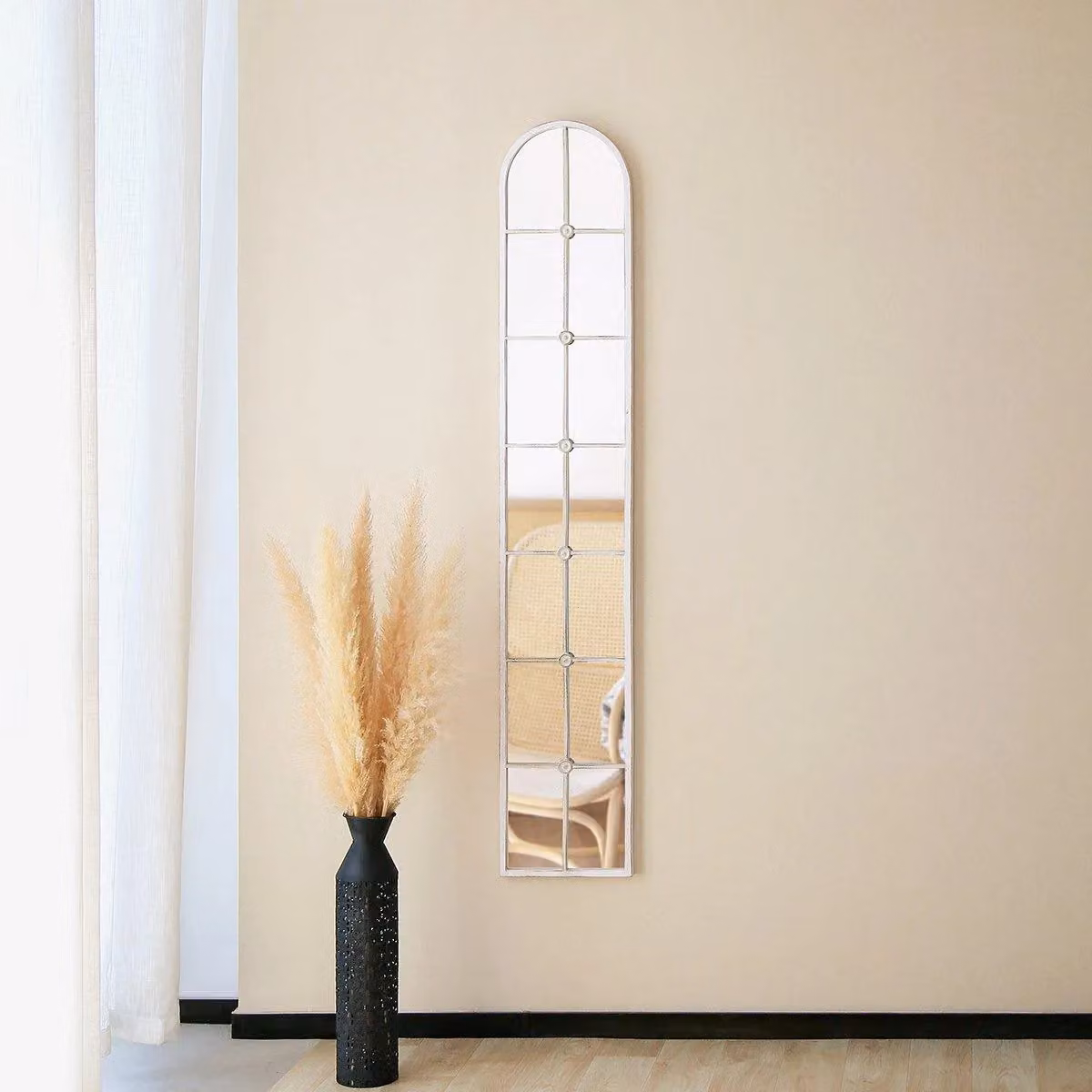 Charles Bentley San Marino Arch Mirror in White, H 170 cm x W 30 cm – 2