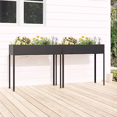 vidaXL Set of 2 Anthracite Galvanised Steel Garden Planters – 2