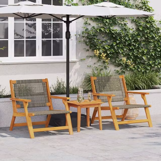 Berkfield Home Set of 2 Grey Acacia Wood Garden Chairs with Armrests W/D/H: 76 x 67 x 73.5 cm – 1