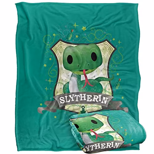 Warner Brothers Harry Potter Watercolor Slytherin Crest Fleece Blanket, White, W/D/H: 152 x 152 x 127 cm – 1