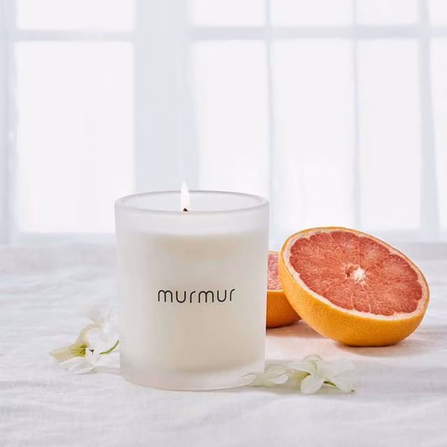 Murmur Energise Single Wick Scented Tabletop Candle in White with Fruity and Floral Notes