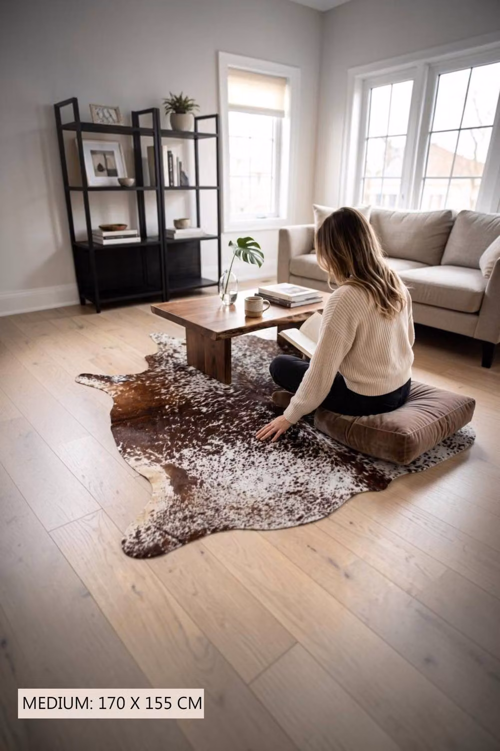 Infinity Leather Brown and White Genuine Cowhide Hairon Rug W: 180 cm, D: 220 cm – 2