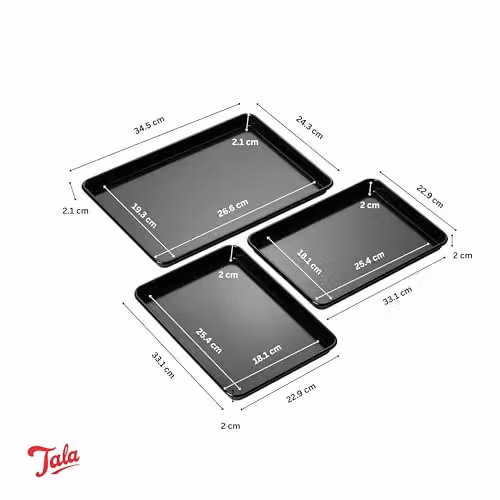 Tala Black Non-Stick Carbon Steel Performance Baking Sheet Set of 3 – 2
