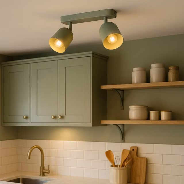 Eglo Tilston Minimalist Dual Metal Ceiling Spotlight in Green