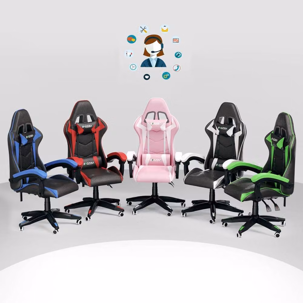 Gartistgo Ergonomic Gaming Chair in Black with Synthetic Leather and Adjustable Height – 2