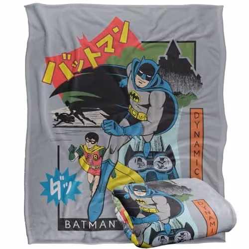Warner Bros. Batman Robin Kanji Super Soft Fleece Throw Blanket, Multicolour, W x D: 152.4 x 152.4 cm