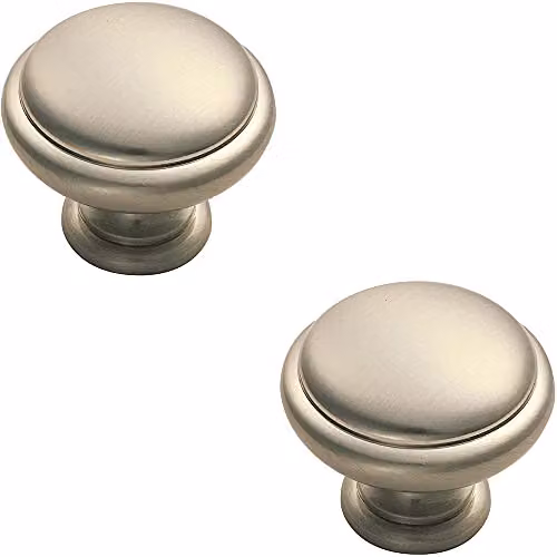 Loops 2 Pack Domed Top Cupboard Door Knobs in Brushed Silver, 34mm Diameter – 1