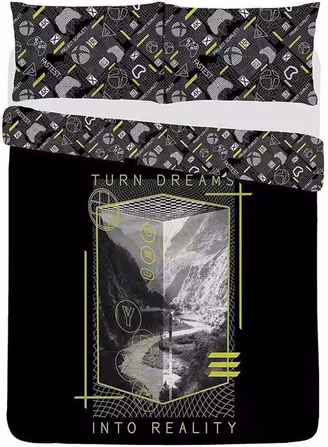 Xbox Reality Reversible Single Duvet Set with Pillowcase, Black and Multicolour, W/H: 90 x 200 cm – 1
