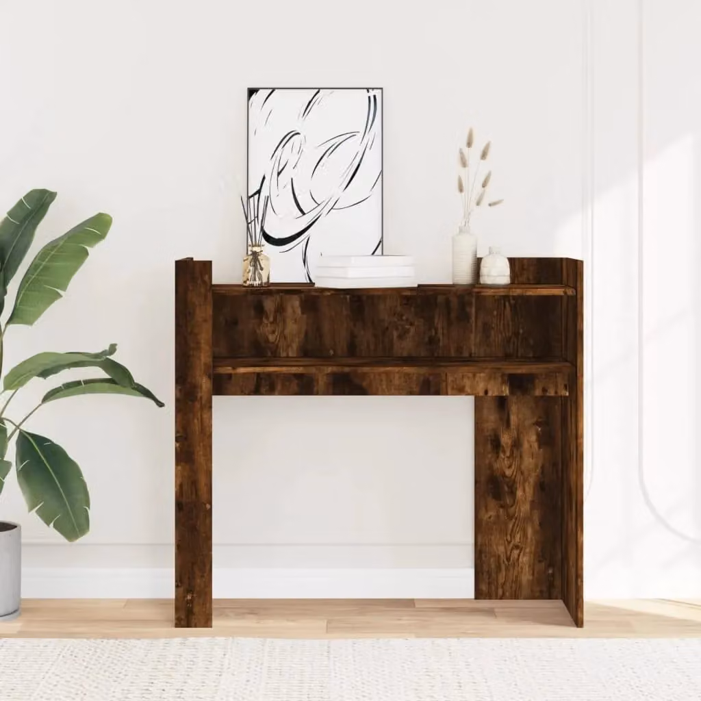 Berkfield Home Smoked Oak Console Table in Brown, W/D/H: 100 x 35 x 90 cm – 3