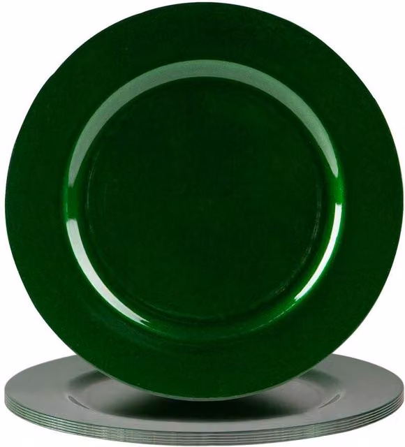 Argon Tableware Metallic Charger Plates in Green, Pack of 6, Diameter: 33 cm – 6