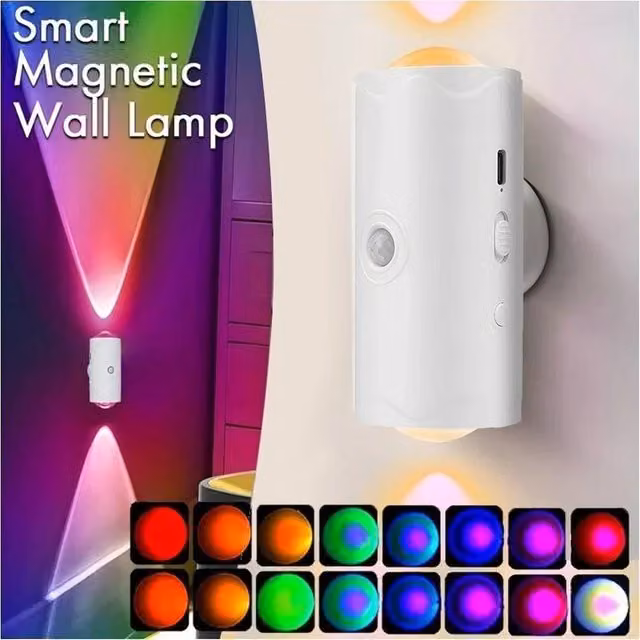 SPETLEK White RGB LED Motion Sensor Night Light with 2x USB Rechargeable Battery and Magnetic Mount – 1