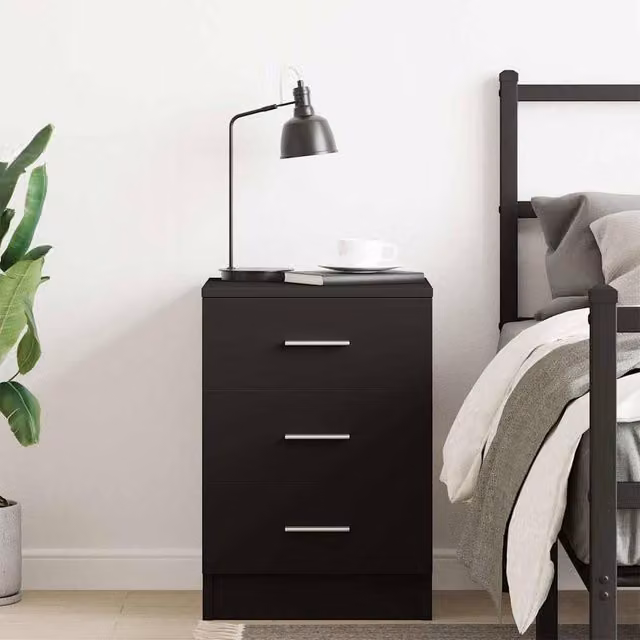 Berkfield Home Elegant Bedside Cabinet in Black, W/D/H: 38 x 35 x 56 cm – 1