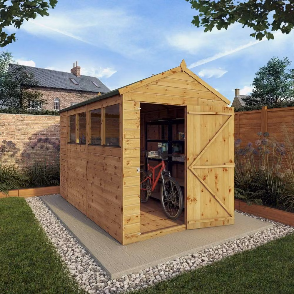Mercia 10 x 6 Feet Shiplap Apex Gable Shed in Brown Natural Wood, W: 190.5 cm, D: 296.6 cm, H: 222.2 cm – 3