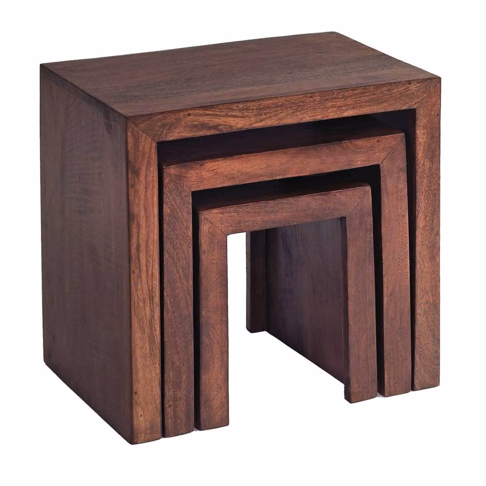 Wyld Haus Set of 3 Phuket Mango Wood Nesting Tables in Brown – 2