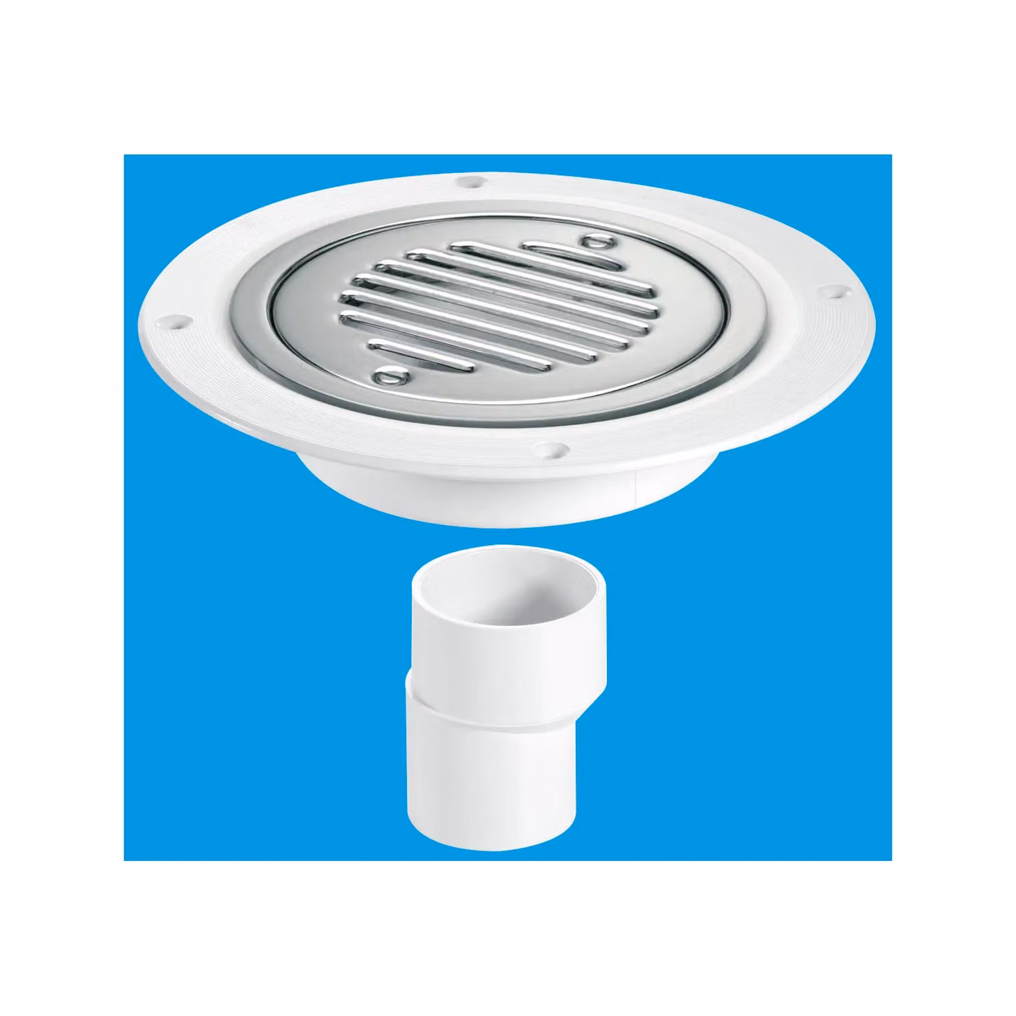 McAlpine USG2SS-SL-SC Untrapped Gully with Clamp Ring and Cover Plate, 2 inch Vertical, Silver and White – 2