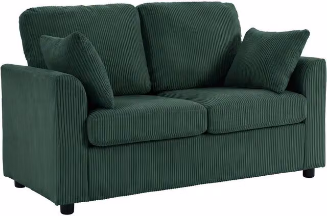 NESTLUNE 2 Seater Corduroy Upholstered Sofa in Green, W: 100 cm, D: 15 cm