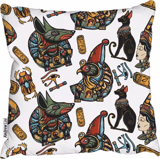 Andrew Lee Queen Cleopatra History Background Graphic Cushion, White, W: 60 cm, H: 60 cm