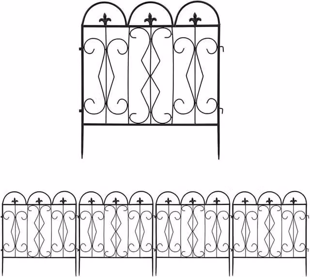 Nordara B 5 x Decorative Garden Fence Panels Animal Barrier Border Edging in Black