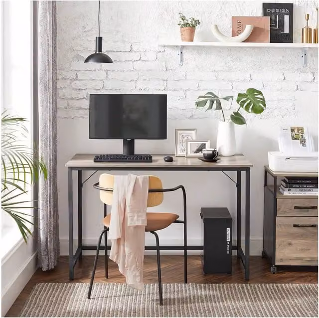 VASAGLE Minimalist Computer Office Desk, Brown, W/D/H: 120 x 60 x 75 cm