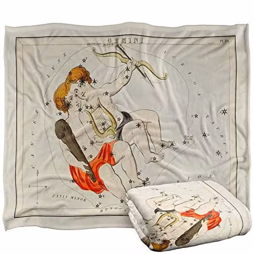 Graffitee Studios Vintage Gemini Zodiac Super Soft Fleece Throw Blanket, White, W/D/H: 152 x 127 cm