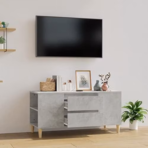 vidaXL Revera Modern TV Cabinet in Grey MDF, W/D/H: 102 x 44.5 x 50 cm – 1