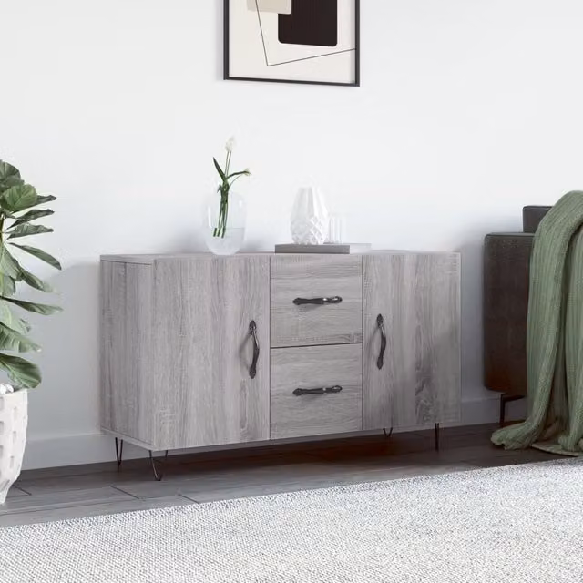 Berkfield Home Modern Grey Sonoma Sideboard, W/D/H: 100 x 36 x 60 cm