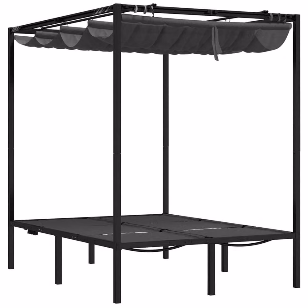 Berkfield Home Double Sun Lounger with Side and Top Curtains in Anthracite – 4