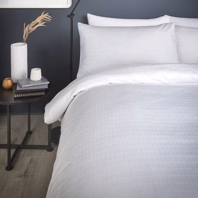 Terrys Ravenna White Checked Polycotton Duvet Cover Bedding Set