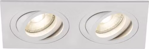 Knightsbridge Ambar Twin Tilt Square Recessed Downlight, White, GU10, Dimmable and Adjustable
