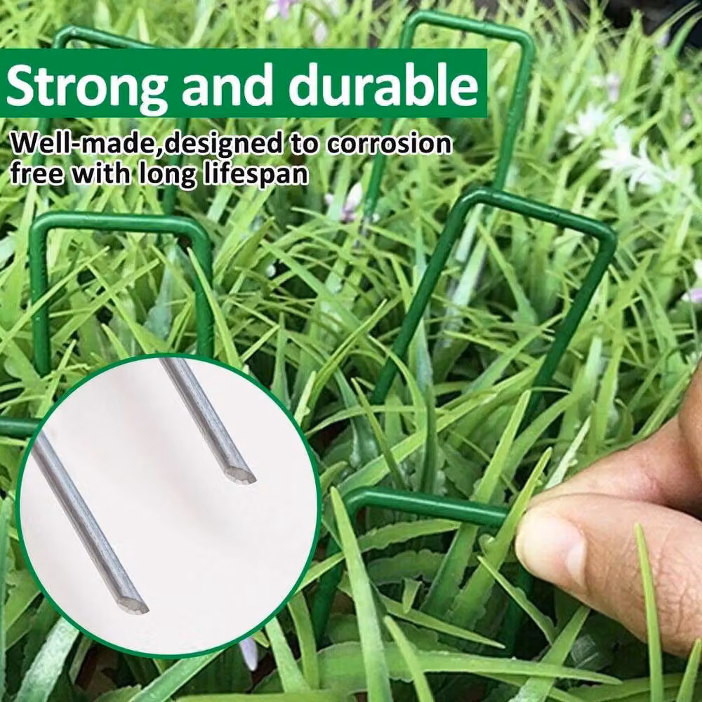 SPETLEK Green Galvanised Steel Weed Fabric Staples and Garden Turf Pins, 100g – 3