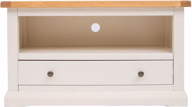 Cabinet Bits Castelli White 1 Drawer TV Cabinet with Brass Knob
