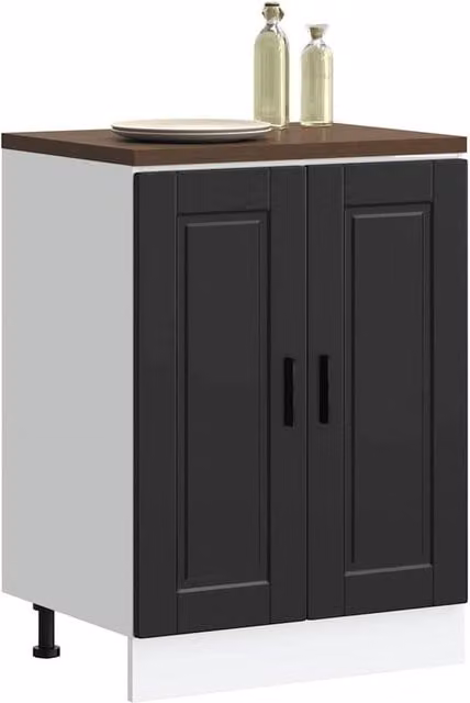 Berkfield Home Porto Black Matt Engineered Wood Kitchen Base Cabinet – 1