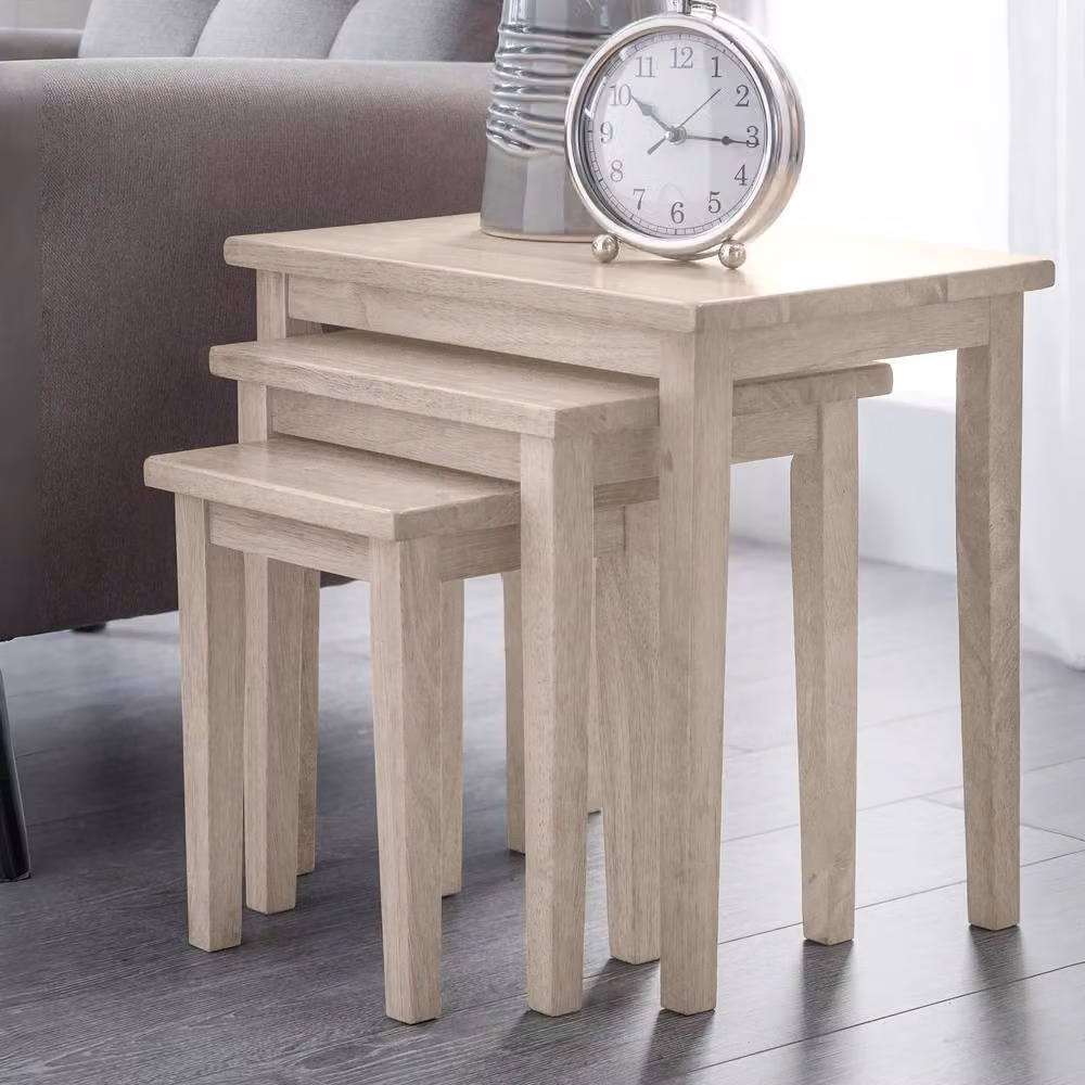 Cheshire Invermere Nest Of Tables in White Wash and Light Oak – 2