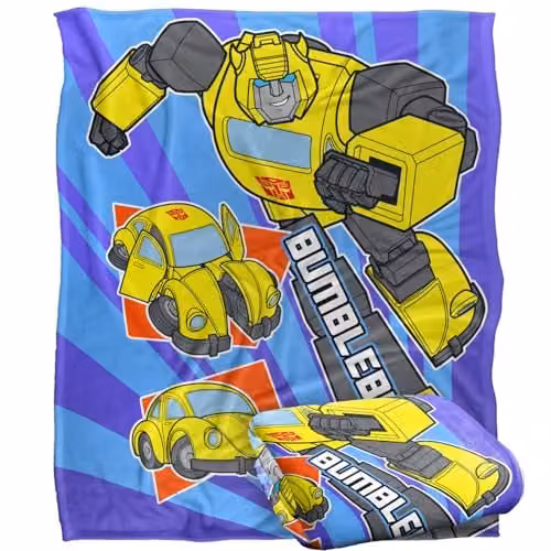 Hasbro Transformers Bumblebee Silky Touch Fleece Blanket, White, W/D/H: 152 x 127 cm – 1
