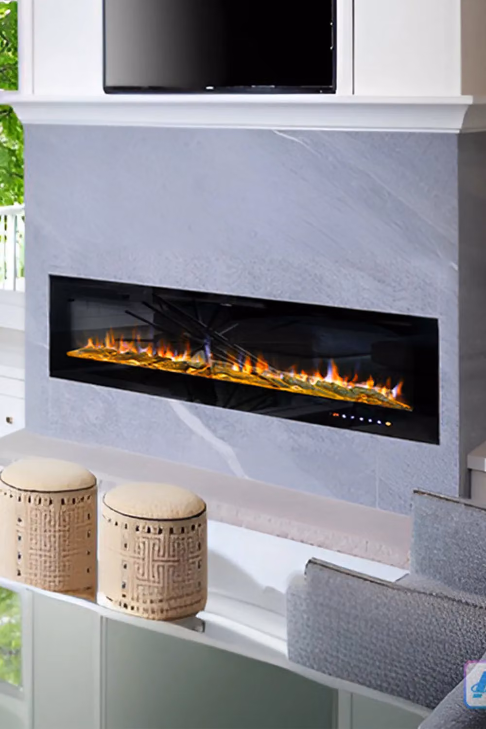 Living and Home 80 Inch Black Recessed and Wall Mounted Electric Fireplace with Remote – 3
