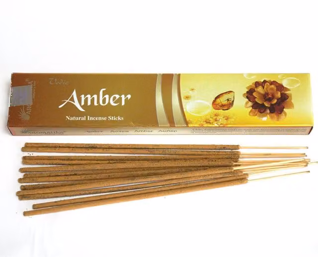 Aromatika Amber Vedic Oriental Incense Sticks, Yellow and Brown