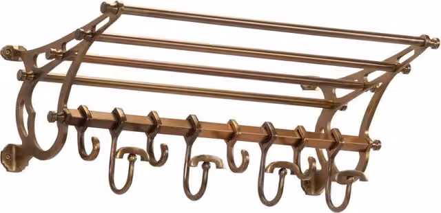 Berkfield Home Wall Mounted Aluminium Luggage Rack with Coat Hangers in Matt Brown
