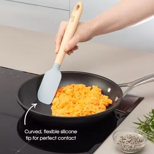 Zeal Blue Silicone Spatula with Ash Wood Handle, 25cm Non-Scratch and Heat-Resistant – 2